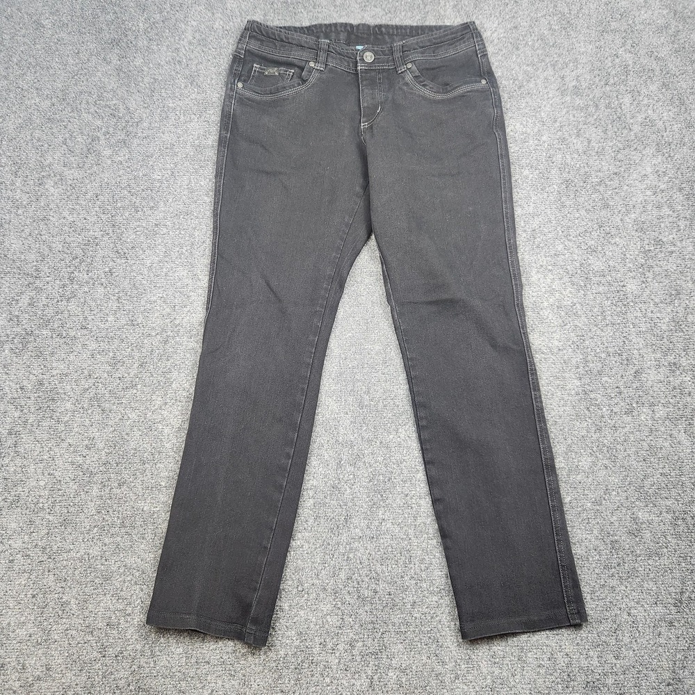 KÜHL Jeans Womens 8 Short Black Dark Wash‎ Mid Rise Straight Leg Stretch Denim